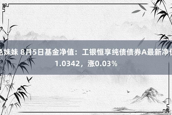 色妹妹 8月5日基金净值：工银恒享纯债债券A最新净值1.0342，涨0.03%