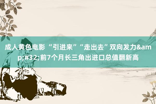 成人黄色电影 “引进来”“走出去”双向发力&#32;前7个月长三角出进口总值翻新高