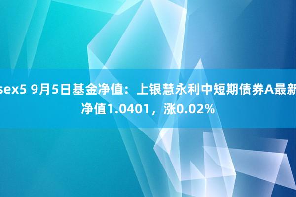 sex5 9月5日基金净值：上银慧永利中短期债券A最新净值1.0401，涨0.02%